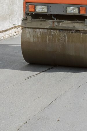 Road works. Laying asphalt. The front part of the asphalt skating rink is depicted. road repair....