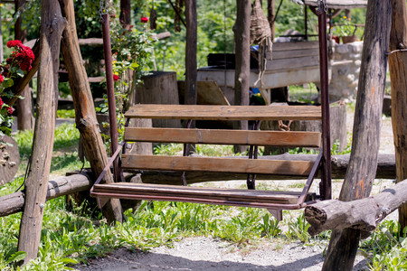 Brown wooden swingの写真素材
