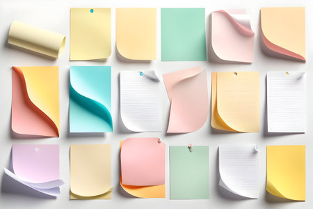 Set of colorful sticky notes isolated on white background. Vector illustration.の写真素材