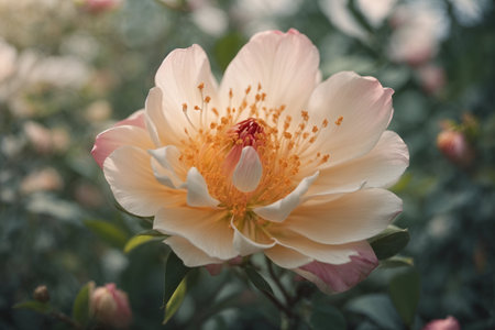 Beautiful rose flower blooming in the garden. Vintage tone.の写真素材
