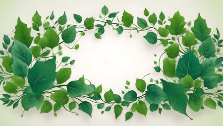 Green leaves frame on white background. Vector illustration for your design.の写真素材