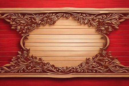 Wooden background with decorative frame. Vector illustration.の写真素材