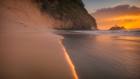 Tropical beach at sunset, Sri Lanka. Long exposure.の写真素材