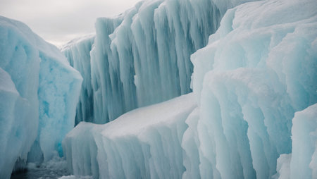 Ice formations on Lake Baikal in winter, Siberia, Russiaの写真素材