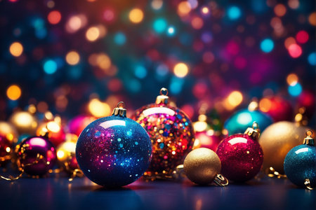 Christmas decoration on bokeh background. New Year and Christmas holidays.の写真素材