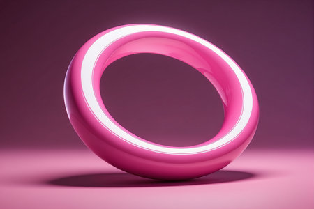 Neon ring on a pink background. 3d rendering. Neon ringの写真素材