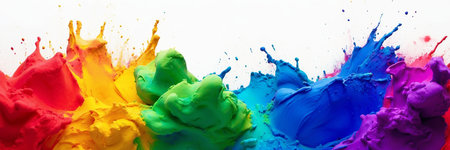Colorful splashes of paint on a white background. Abstract backgroundの写真素材
