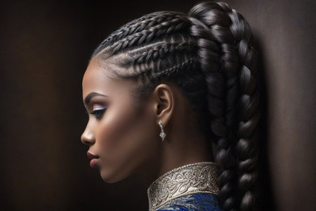 Fashion portrait of beautiful african american woman with braidsの素材