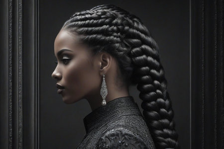 Fashion portrait of beautiful african american woman with braids.の素材