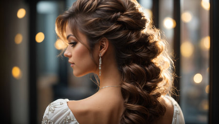 Beautiful bride with luxury wedding hairstyle and make-up.の素材