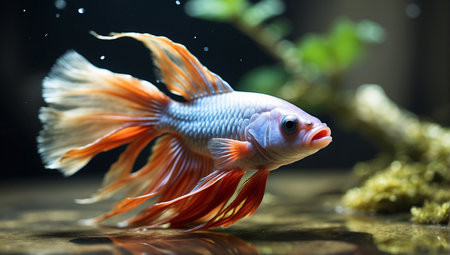 Siamese fighting fish (Betta splendens) in aquariumの素材