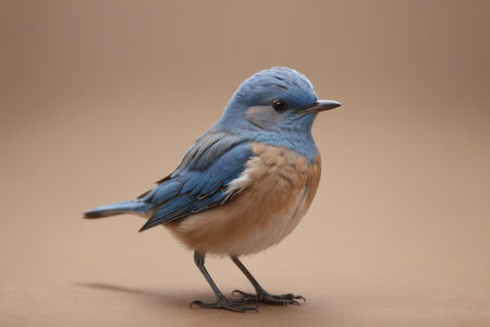 Male Eastern Bluebird (Sialia sialis) on brown backgroundの素材