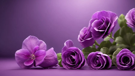 Purple roses on purple background with copy space for your text.の素材