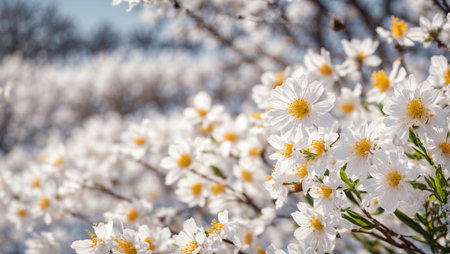 White flowers on a tree in the spring. Selective focus.の素材