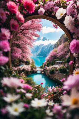 Beautiful view of Lake. Beautiful spring landscapeの素材