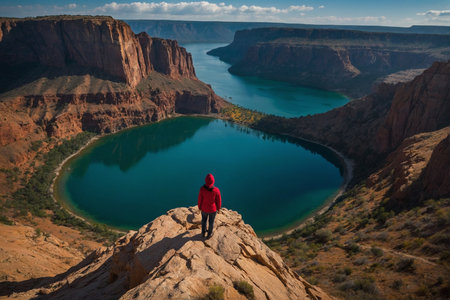 Hike in Colorado River Canyon, USA. Hike is a popular recreation activity in the USA.の写真素材