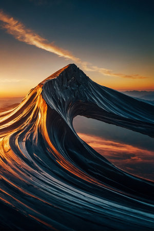 Fantastic abstract landscape. Dramatic scene. 3d render