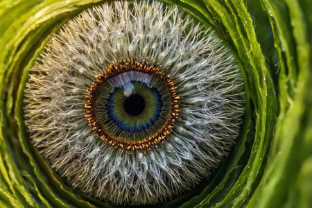 Close up of the eye of an iris. Macro photography.