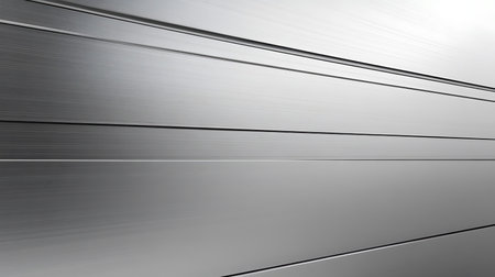A smooth, brushed metal surface runs diagonally, showcasing lines and slight reflections of light. The design conveys an industrial aesthetic, ideal for modern spaces.の写真素材