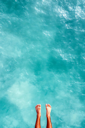 A relaxing viewpoint of vibrant crystal-clear turquoise waters offering a serene and peaceful ocean escape.の写真素材