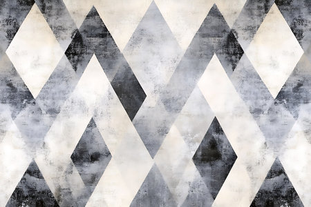 Abstract diamond pattern with muted tones blending geometric shapes in a textured contemporary design.の写真素材