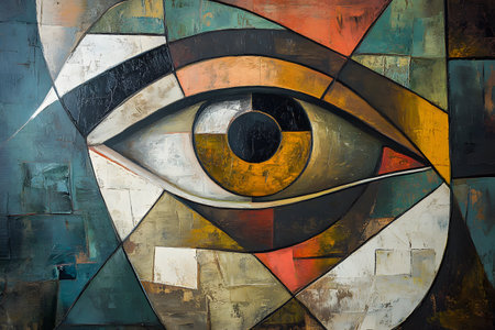 Abstract Eye Composition: A captivating blend of geometric shapes and organic form intense observation.の写真素材