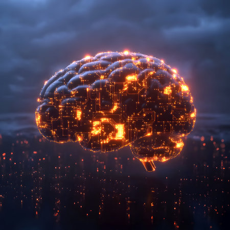 Illuminated Brain: Represents the interconnectedness of neurons with glowing electrical pathways in the mind.の写真素材