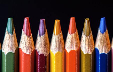 Vibrant array of colored pencils perfect for artists students and creative minds of all ages.の写真素材