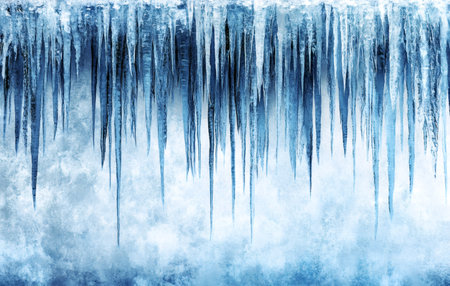 Icy Stalactites: Frozen Beauty Hanging in Winter's Grip a reminder of nature's artistry and the seasons.の写真素材