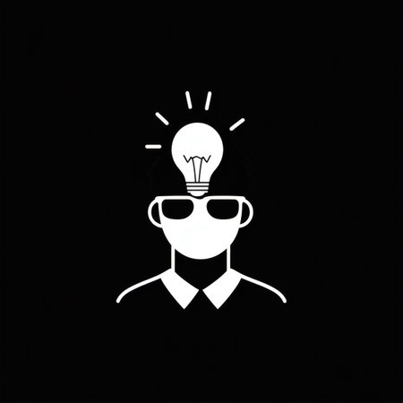 Cartoon Person with a Light Bulb Above Their Head: Illustrates concept of Idea creative thinking and...