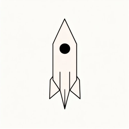 Minimalist rocket ship illustration against a plain background Space exploration and future technology concepts.の写真素材