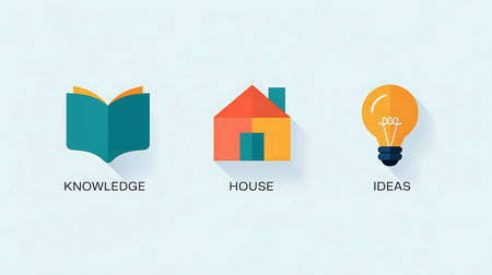 Knowledge concept with book, light bulb and house. Vector illustration.の写真素材