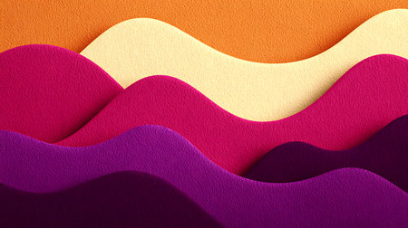Colorful paper cut abstract waves background. 3d render illustration.