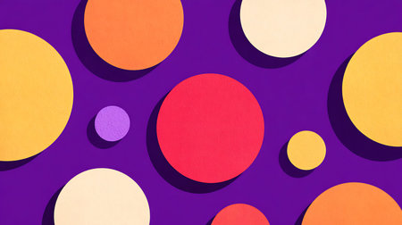 Colorful circles pattern on purple background. Minimal creative concept.の写真素材