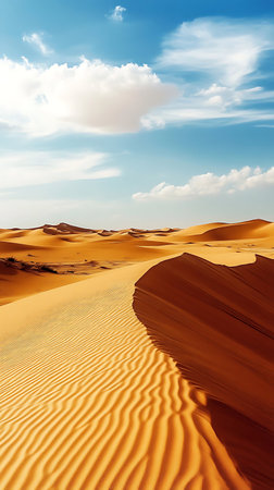 Sand dunes in the Sahara desert. Blue sky.