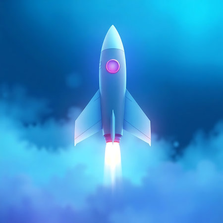 Rocket in the sky. Concept. Vector illustration. Eps 10の写真素材