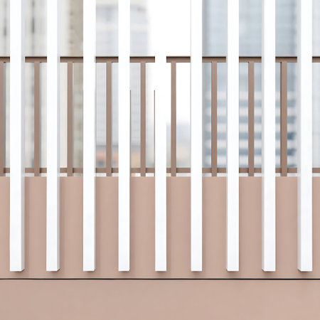 Balcony with white railing, 3d rendering. Computer digital drawing.
