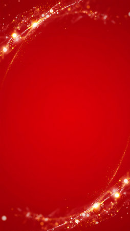 Abstract red background with glowing particles. Futuristic technology style. Elegant background for business presentations.の写真素材