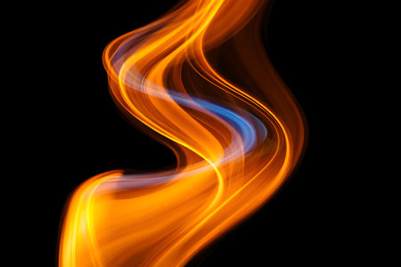 abstract fire wave on black background with copy space for your textの写真素材