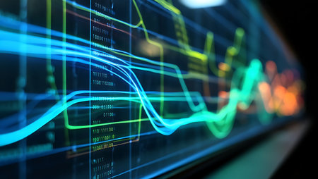 financial stock market graph on LED display. Abstract financial stock market background.