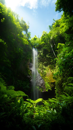 Beautiful waterfall in the rainforest at Bali island, Indonesia