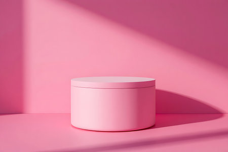 Minimal scene with round podium on pink background. 3d renderの写真素材