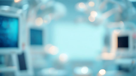 Blurred image of modern medical office with bokeh background.の写真素材