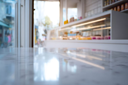 Blurred image of coffee shop background with bokeh.の写真素材