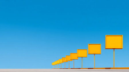 Road signs on a blue sky background. 3d render illustration.の写真素材