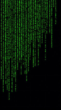 Green binary code on a black background. Computer code. Abstract background.