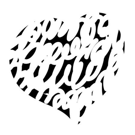 Heart-shaped monochrome doodle heart. Grunge vector illustrationのイラスト素材