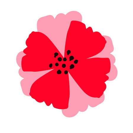 Red flower isolated on white background. Vector illustrationのイラスト素材