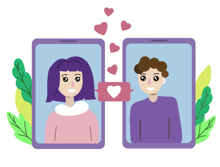 Virtual love concept. Online datingのイラスト素材