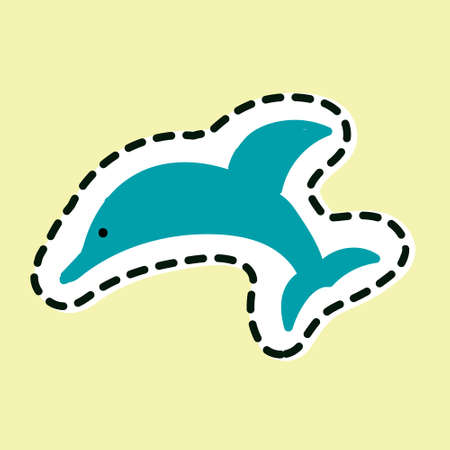 Jumping dolphin icon isolated on yellowのイラスト素材